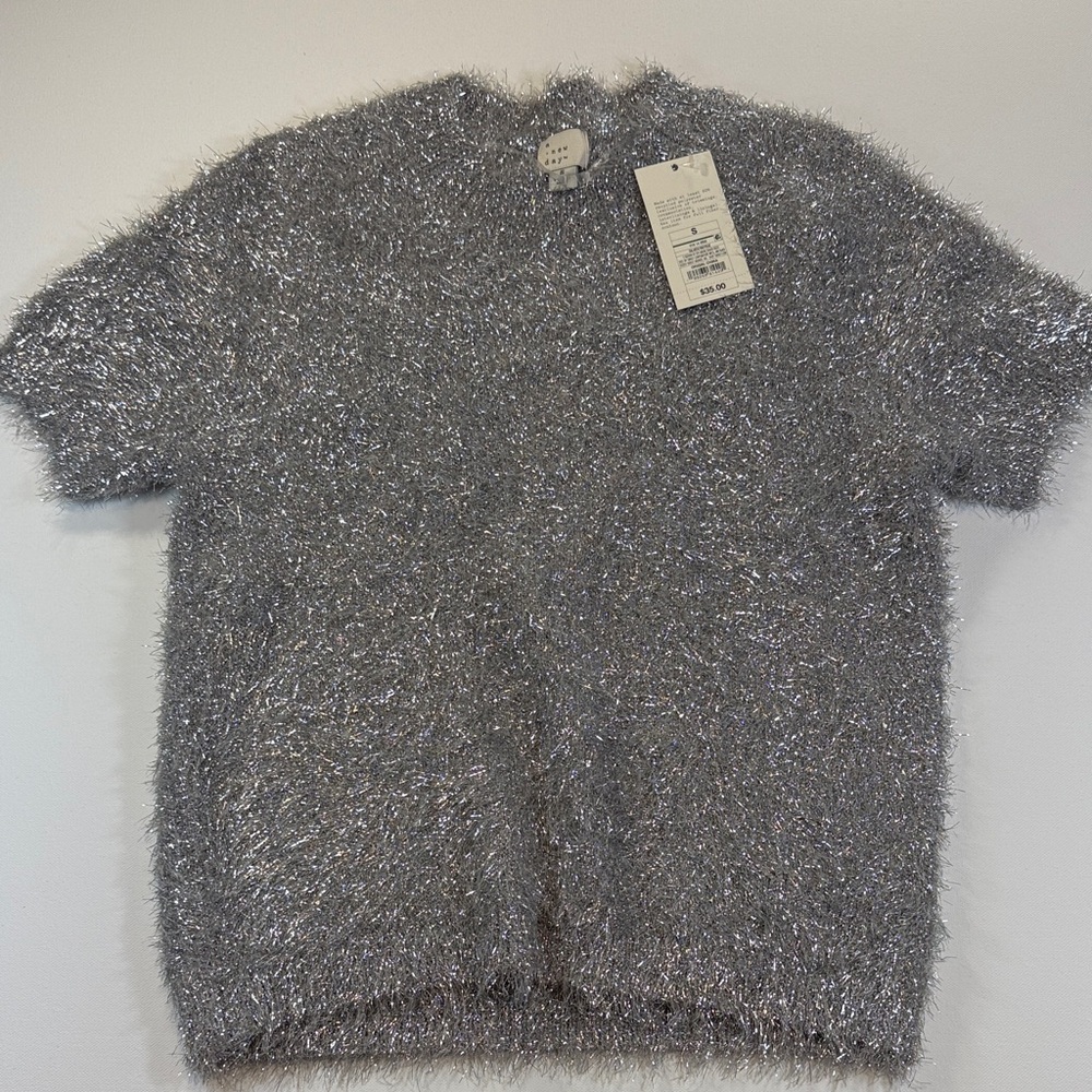 a new day Women's Shimmering Silver Crewneck Soft Sweater NWT Sz S